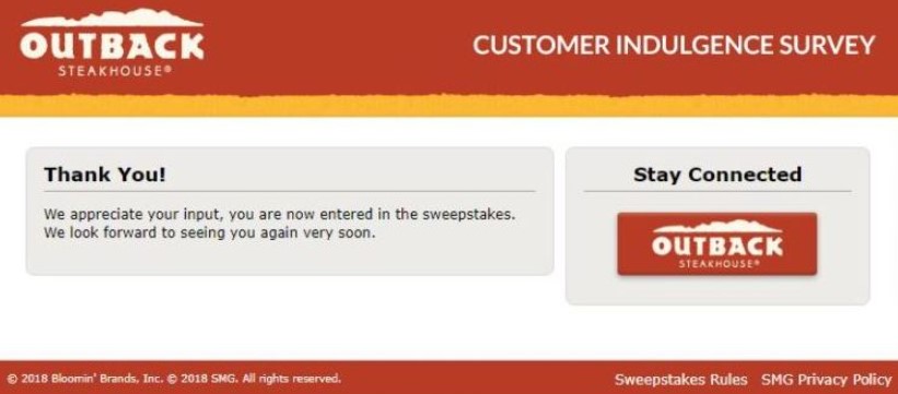 telloutback outback steakhouse survey
